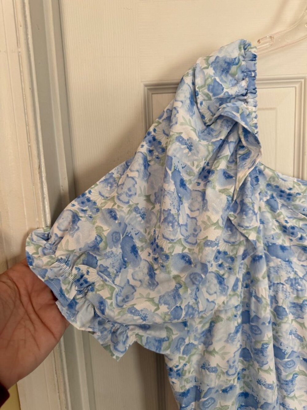 Hayden Blue Floral Dress Midi Ruffle Puffy Balloon Sleeve Watercolor Pocket 2XL - Picture 8 of 13